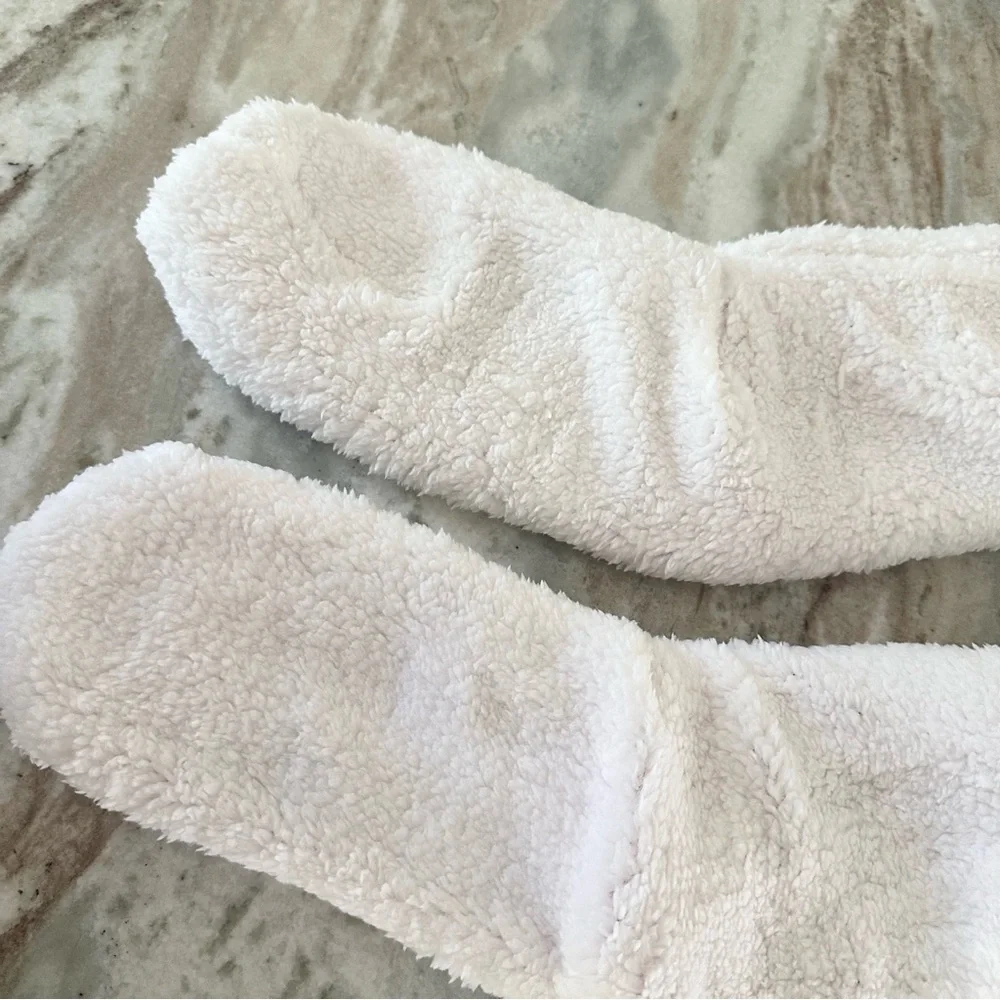 Soft & Cozy Sherpa Fleece Lined Striped Slipper Socks With Grippers & Pom Pom